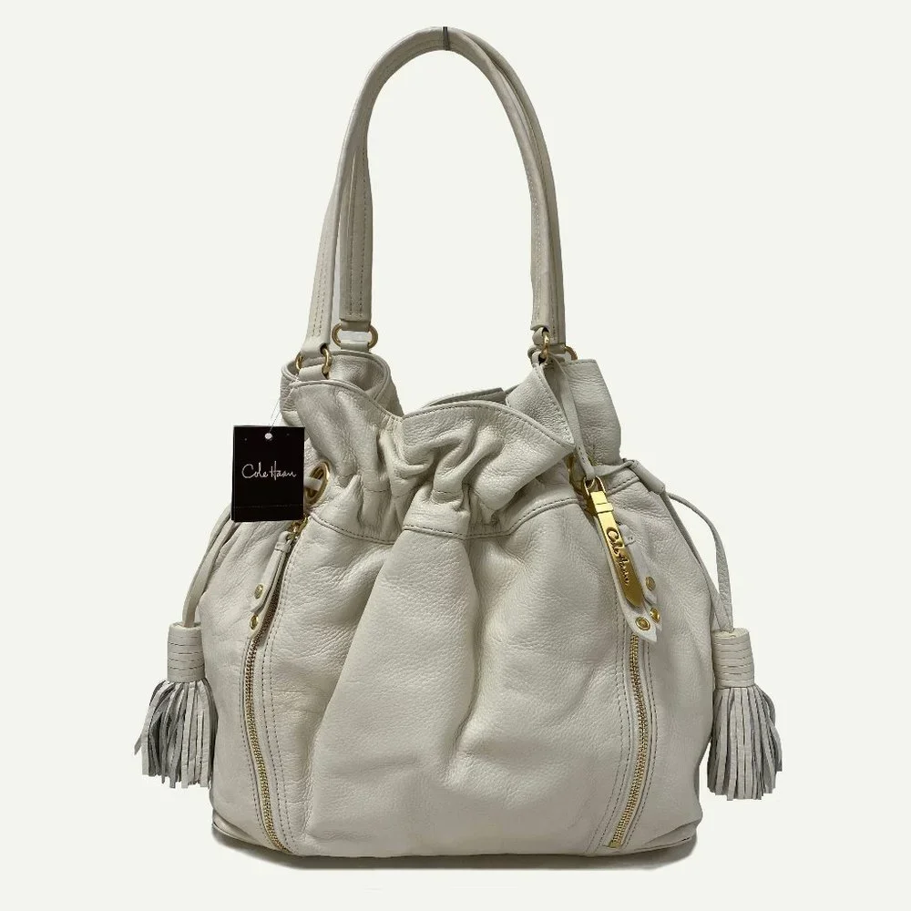 Cole Haan Bailey Ivory Drawstring Tote